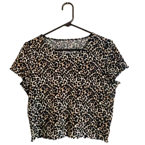 AMERICAN EAGLE Leopard Print Crop Top - Size Large - Picture 2 of 8